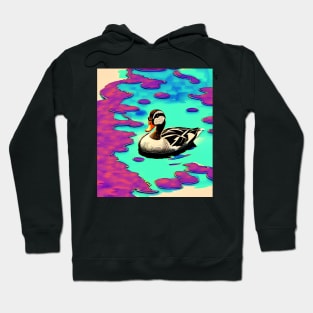 Duck Swimming In Trippy Pond Hoodie